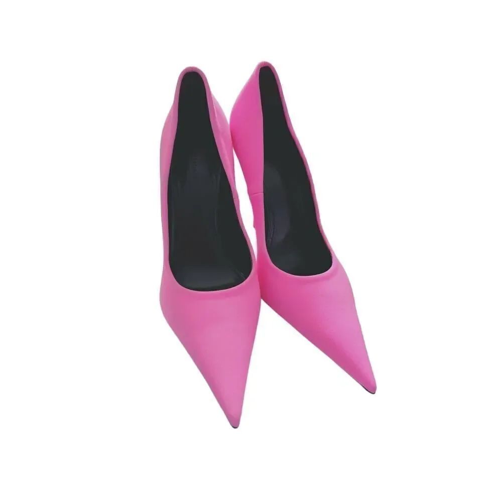Balenciaga 110mm Knife spandex pumps fluorescent pink 38.5
